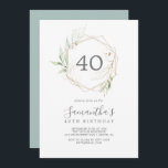 Convites Airy Greenery e Dourado Leaf aniversário de 40 ano<br><div class="desc">Este belo verde e aniversário de 40 anos de folha de ouro é perfeito para uma festa de aniversário moderna. O elegante design botânico apresenta uma aquarela clara e arejada,  eucalipto,  acentuado com folhas de brilho de ouro branco.</div>