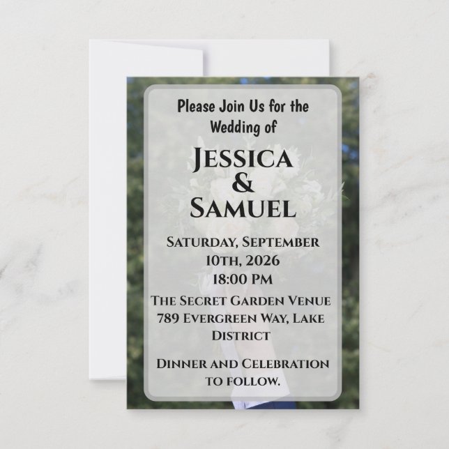 Convites Airy Outdoor Wedding Invitation with White Roses (Frente)