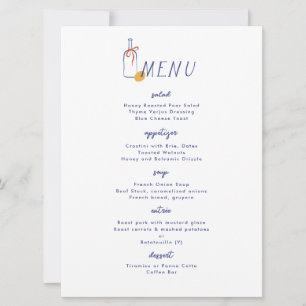Convites Al Fresco Wine Lemon Blue White Menu Janto