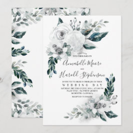 Convites Alabaster Floral Greenery | Casamento por Aquarela