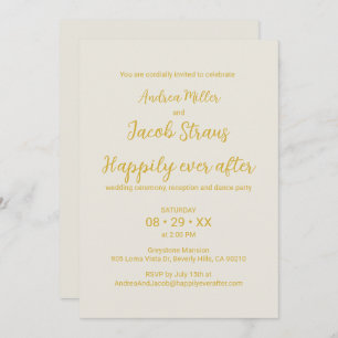 Convites Alabastro Branco Dourado Feliz Para Sempre Após Ca