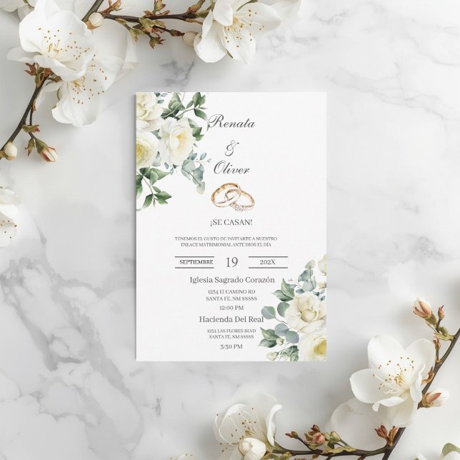 Convites Alaiança de casamento com rosas verdes Casamento E (Criador carregado)