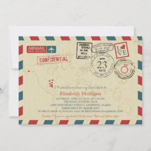 Convites Alaska World Traveler Airmail Chá de panela