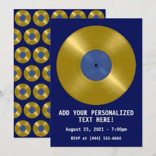 Convites Álbum de Vinil Dourado