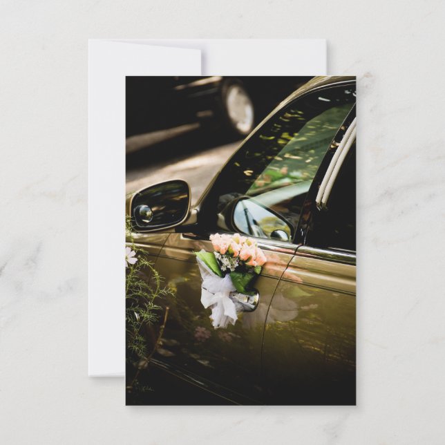 Convites Alça de carro de casamento em ouro elegante com ro (Verso)