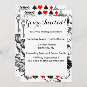 Convites alcaçuz clássico de cheshire na arte maravilhosa