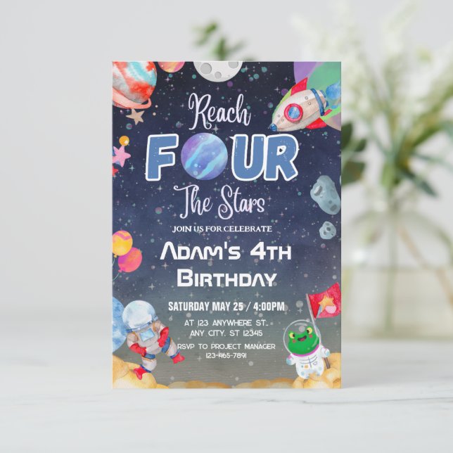 Convites Alcance QUATRO As Estrelas Espaço Exterior Quarto (Em pé/Frente)