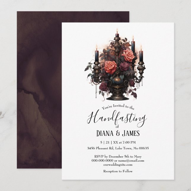 Convites Alças Florais Elegantes Gótica (Frente/Verso)