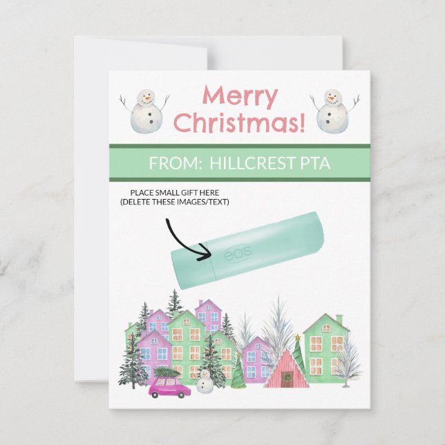 Convites Aldeia de Natal Pastel, doação personalizada (Frente)