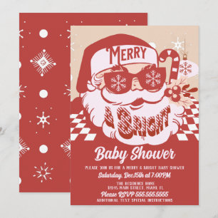 Convites Alegre e Brilhante Natal Retro Papai Noel Vermelho