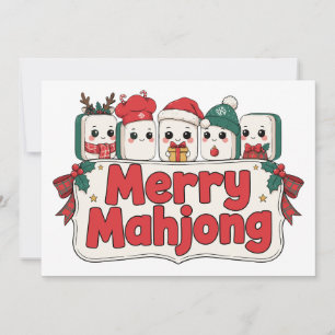 Convites Alegre Mahjong Natal Azulejos Chapéu do Papai Noel