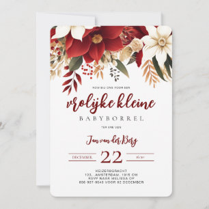 Convites Alegre Pequena Festa de Bebê Estrela de Natal Flor