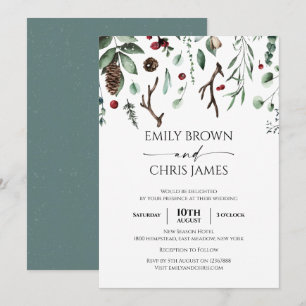 Convites Alegria de Natal Casamento no inverno Elegante de