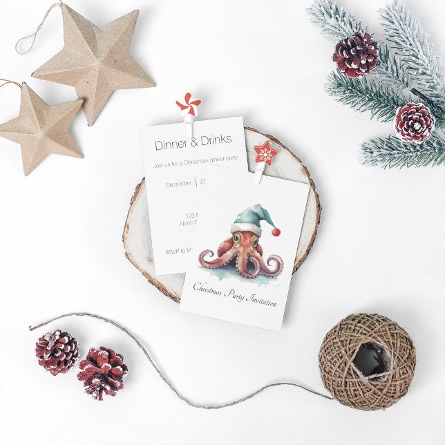 Convites Alegria de Natal de Octopus, personalizada (Criador carregado)