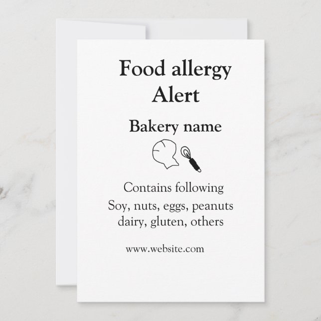 Convites Alerta de alergia de comida adicionar nome texto i (Frente)