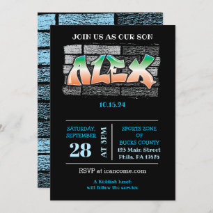 Convites ALEX Seu Nome Brick Wall Paint Splatter do Grafite