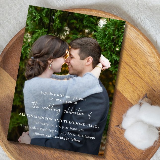 Convites Alexis Black and White Elegant Modern Wedding (Criador carregado)