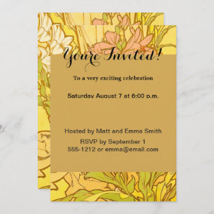 Convites Alfonse Mucha Art Nouveau Lily Flores