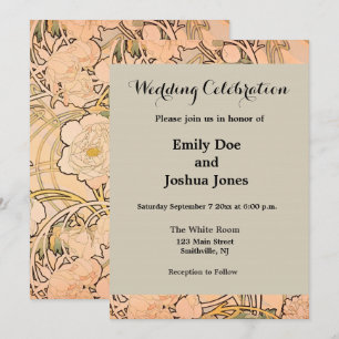 Convites Alfonse Mucha Art Nouveau Peonies