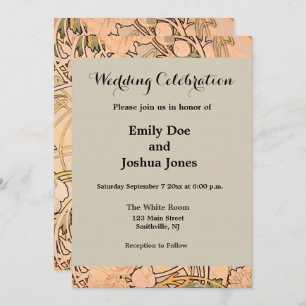 Convites Alfonse Mucha Art Nouveau Peonies