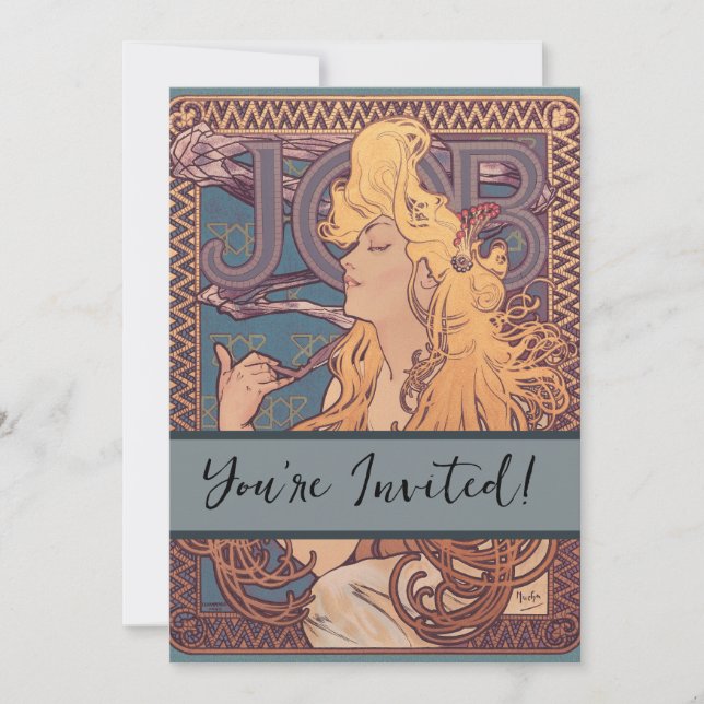 Convites Alfonse Mucha Job Art Nouveau mulher (Frente)