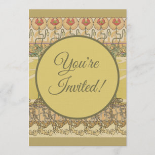 Convites Alfonse Mucha Papoulas Arte Nova Papel de Parede F