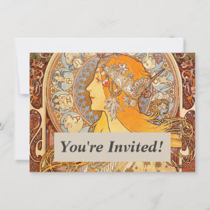 Convites Alfonse Mucha Zodiac Art Nouveau Mulher