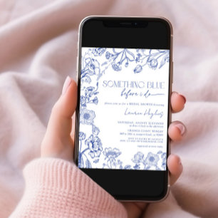 Convites Algo Azul Antes De Eu Fazer Chá de panela Floral