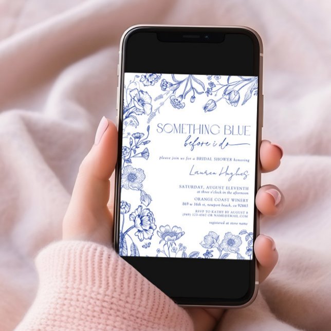 Convites Algo Azul Antes De Eu Fazer Chá de panela Floral (Criador carregado)