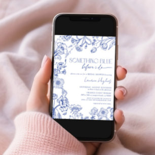 Convites Algo Azul Antes De Eu Fazer Chá de panela Floral