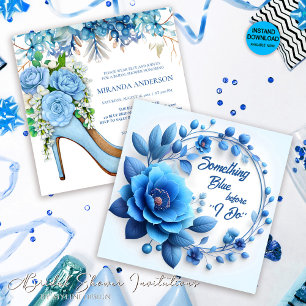 Convites Algo Azul Antes de Eu Fazer Chá de panela Floral