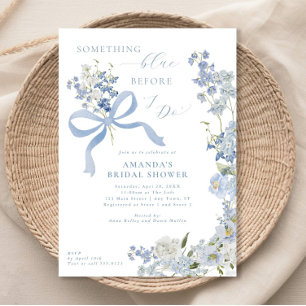 Convites Algo Azul Antes De Eu Fazer Chá de panela Floral