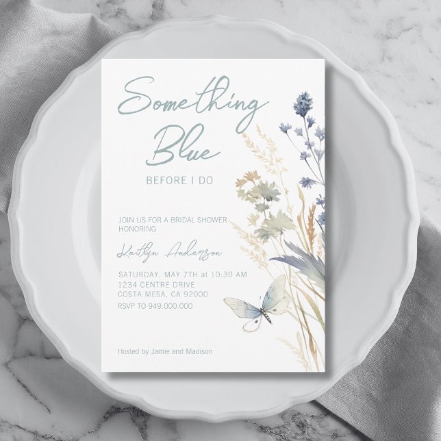 Convites Algo Azul Antes de Fazer Chuveiro Nupcial Floral (Criador carregado)