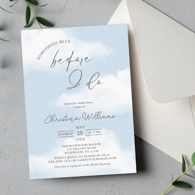 Convites Algo Azul Antes Que Eu Faça Chá de panela (Criador carregado)