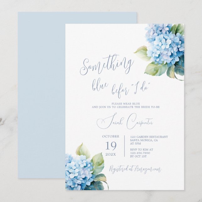 Convites Algo Azul Antes Que Eu Faça Chá de panela (Frente/Verso)