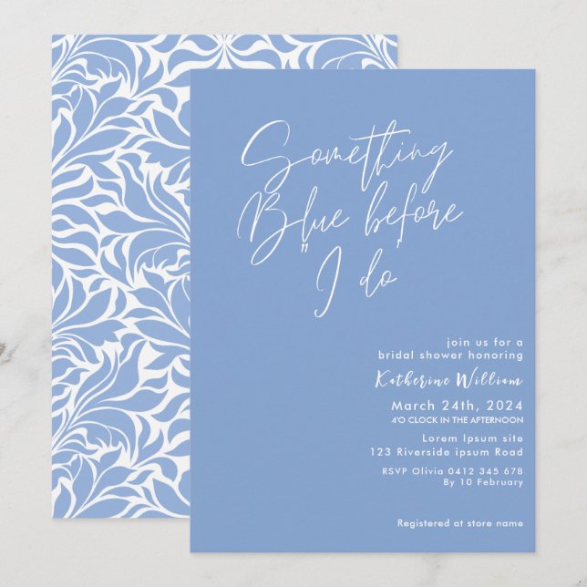 Convites Algo azul antes que eu faça chá de panela azul (Frente/Verso)