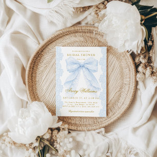 Convites Algo Azul Design de Fita de Renda Elegante