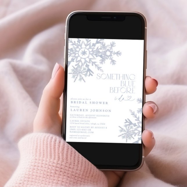 Convites Algo azul Floco de neve QR Chá de panela de invern (Criador carregado)