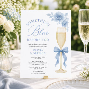 Convites Algo Azul Floral Laço Chuveiro Nupcial