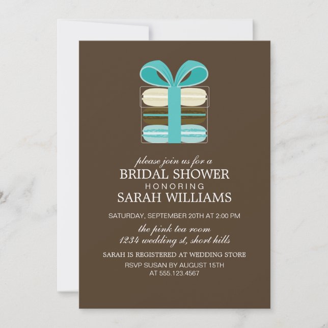 Convites Algo azul macarões franceses (Frente)