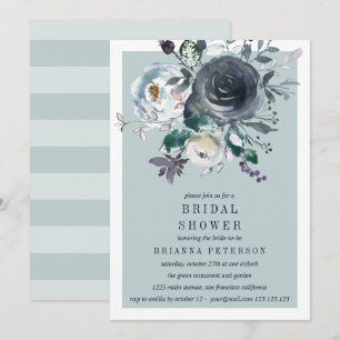 Convites Algo Azul   Peony Floral Chá de panela