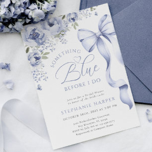 Convites Algo Chá de panela Floral Azul