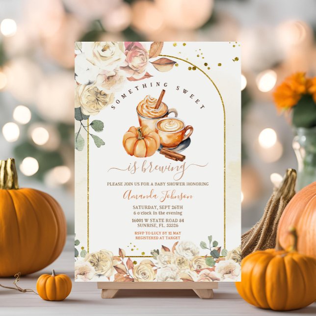 Convites Algo Doce Está Fazendo Dourado Chá de fraldas Flor (Criador carregado)