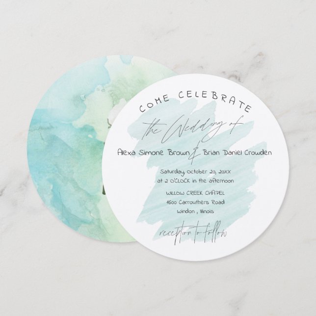 Convites Algodão Costeiro com Círculo de Tipografia Moderno (Frente/Verso)