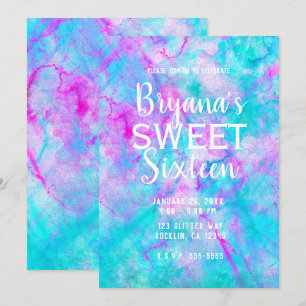 Convites Algodão Doce Rosa e Azul Aquarela Festa de 16 Anos