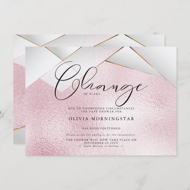 Convites Algodão Doce Rosa Pérolas Facetas Chuva Postergada (Frente/Verso)