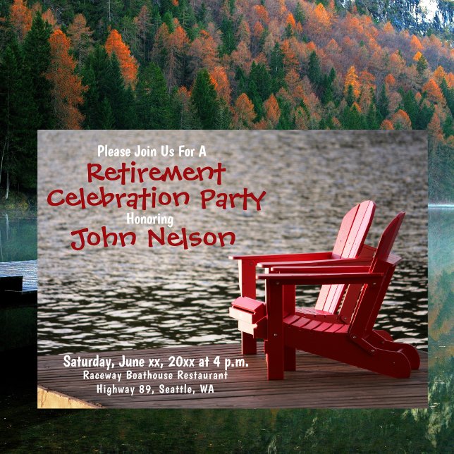Convites Algodão Lakeside Lakeside do Grupo de Reforma (Retirement Party, Casual Theme, Lakeside Cottage Invitation)