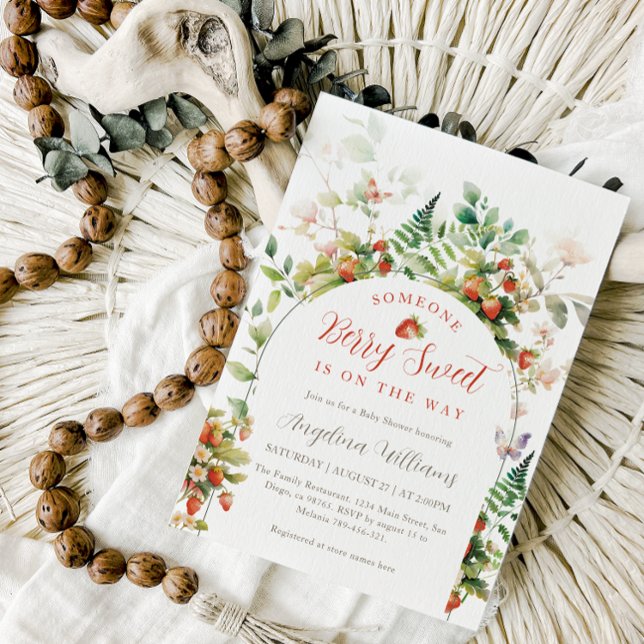 Convites Alguém Berry Sweet Forest Strawberry Chá de fralda (Criador carregado)