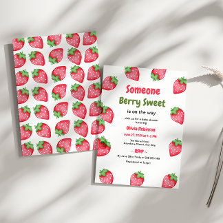 Convites Alguém Berry Sweet Strawberry Chá de fraldas