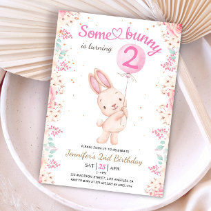 Convites Algum Coelhinho é Dois! 2º Aniversário Menina Balã